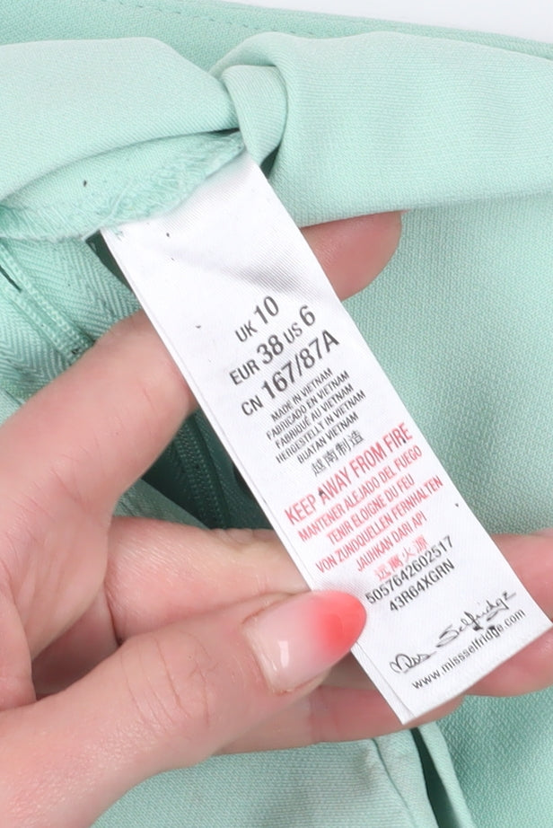 Miss Selfridge Women's Green Flared Trousers Size 10