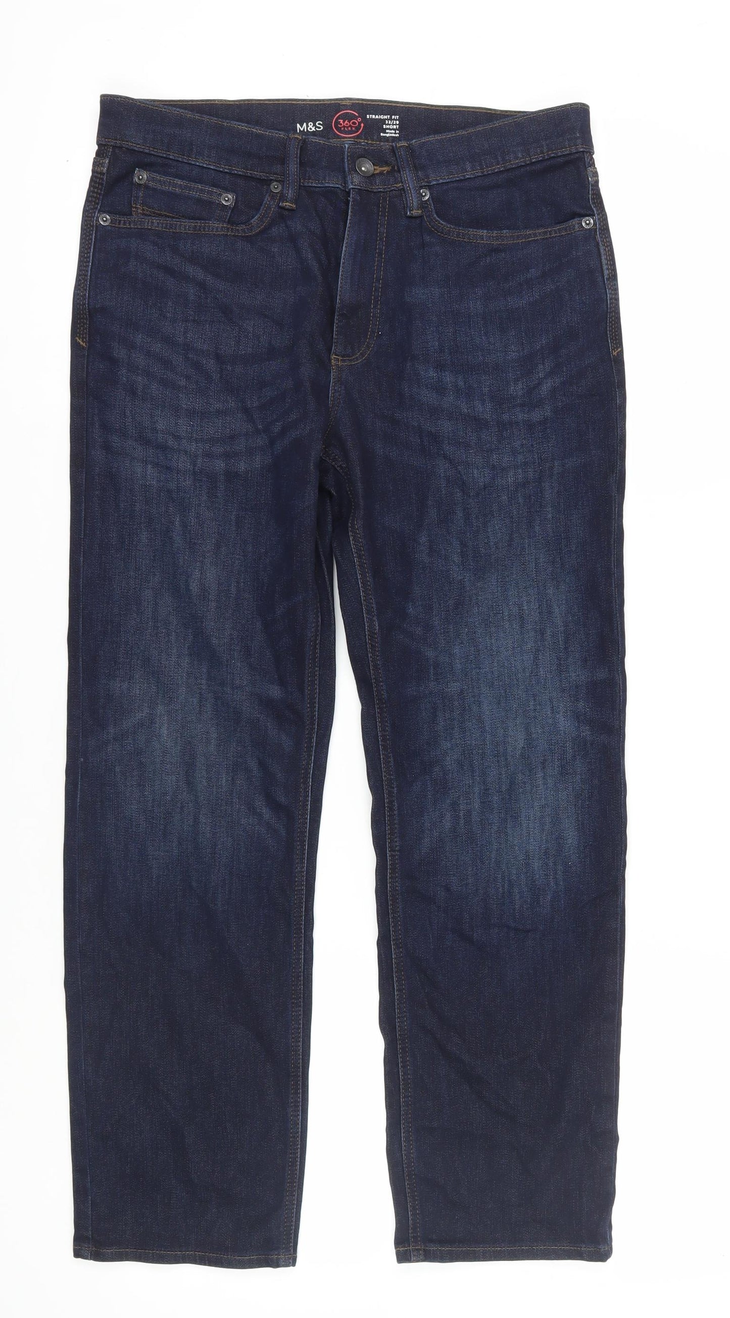 Marks and Spencer Men's Blue Straight Jeans Size 32
