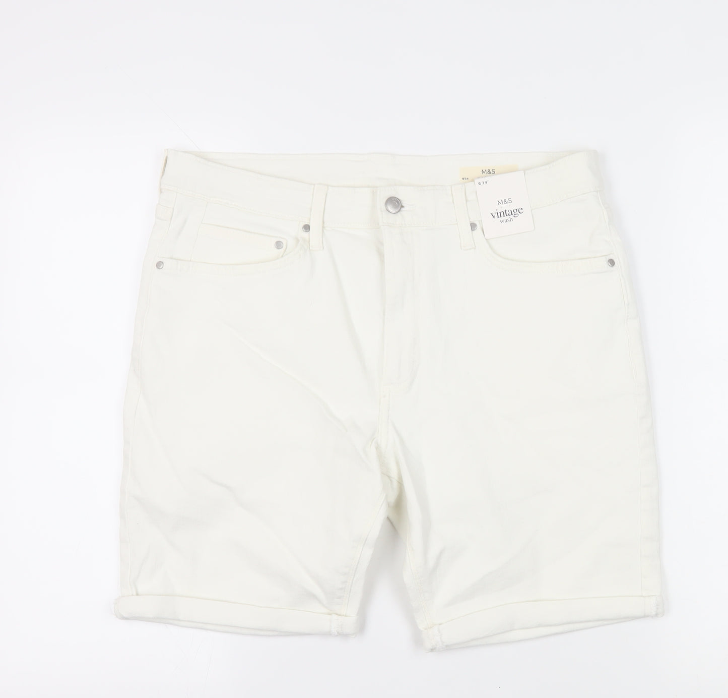 Marks and Spencer Men's White Shorts Size 34