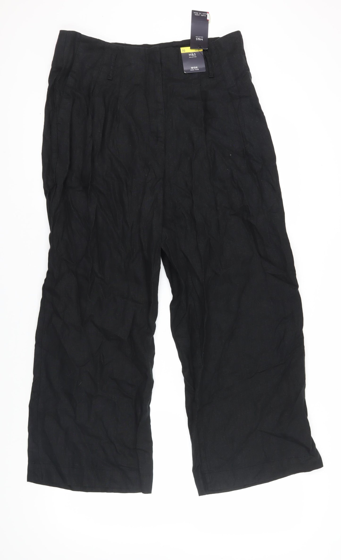 Marks and Spencer Women's Black Linen Trousers Size 16