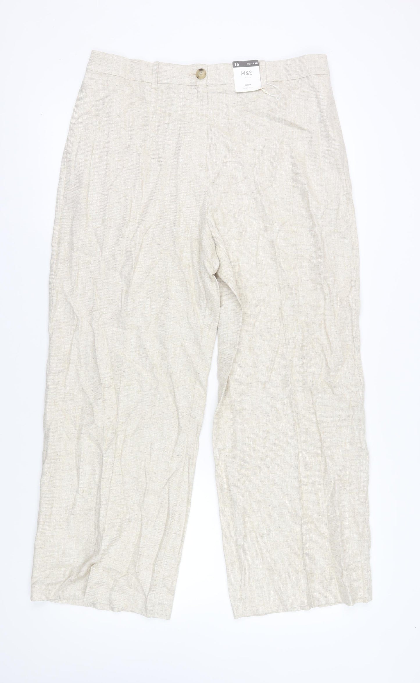 Marks & Spencer Beige Women's Trousers Size 16