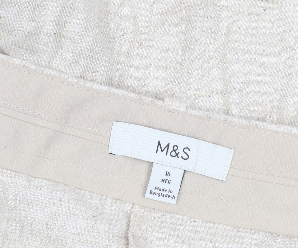 Marks & Spencer Beige Women's Trousers Size 16