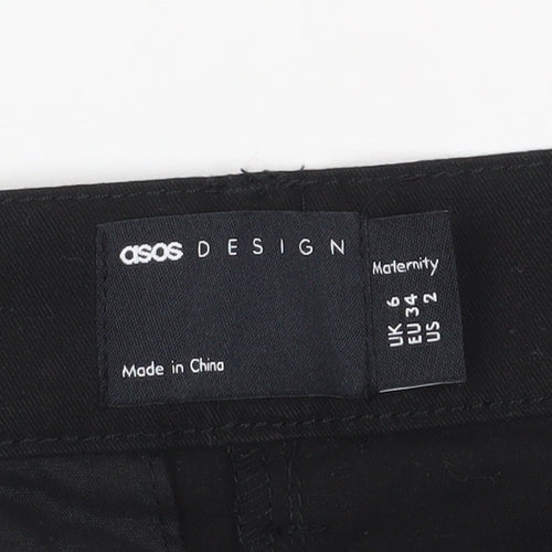 ASOS DESIGN Women's Black Maternity Shorts, Size 6