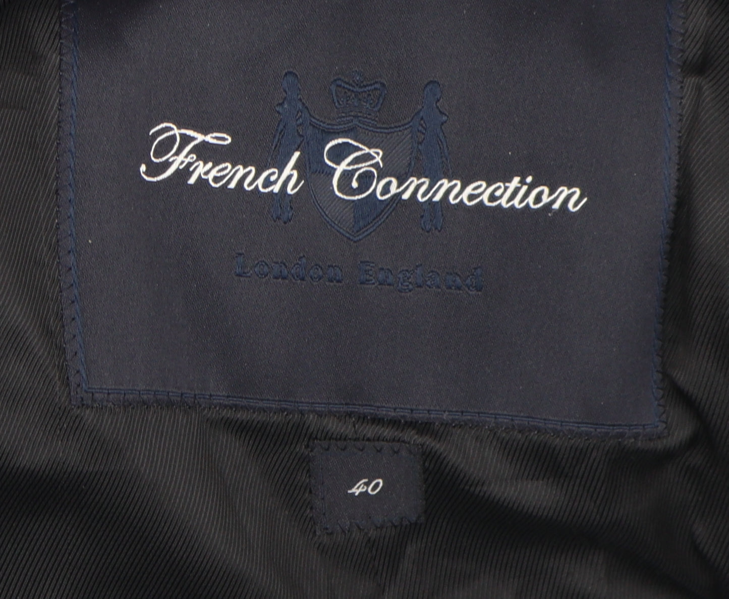 French Connection Men's Black Wool Pea Coat Size 40