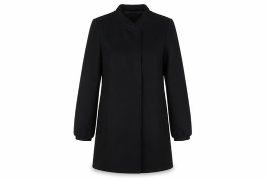 Front view of French Connection Women's Black Long Coat, size 10