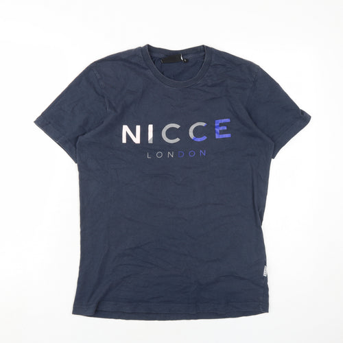 Nicce Men's Blue Crew Neck T-Shirt, Size S, with Logo