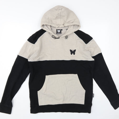 GoodForNothing Unisex Hoodie M Black Beige Colourblock