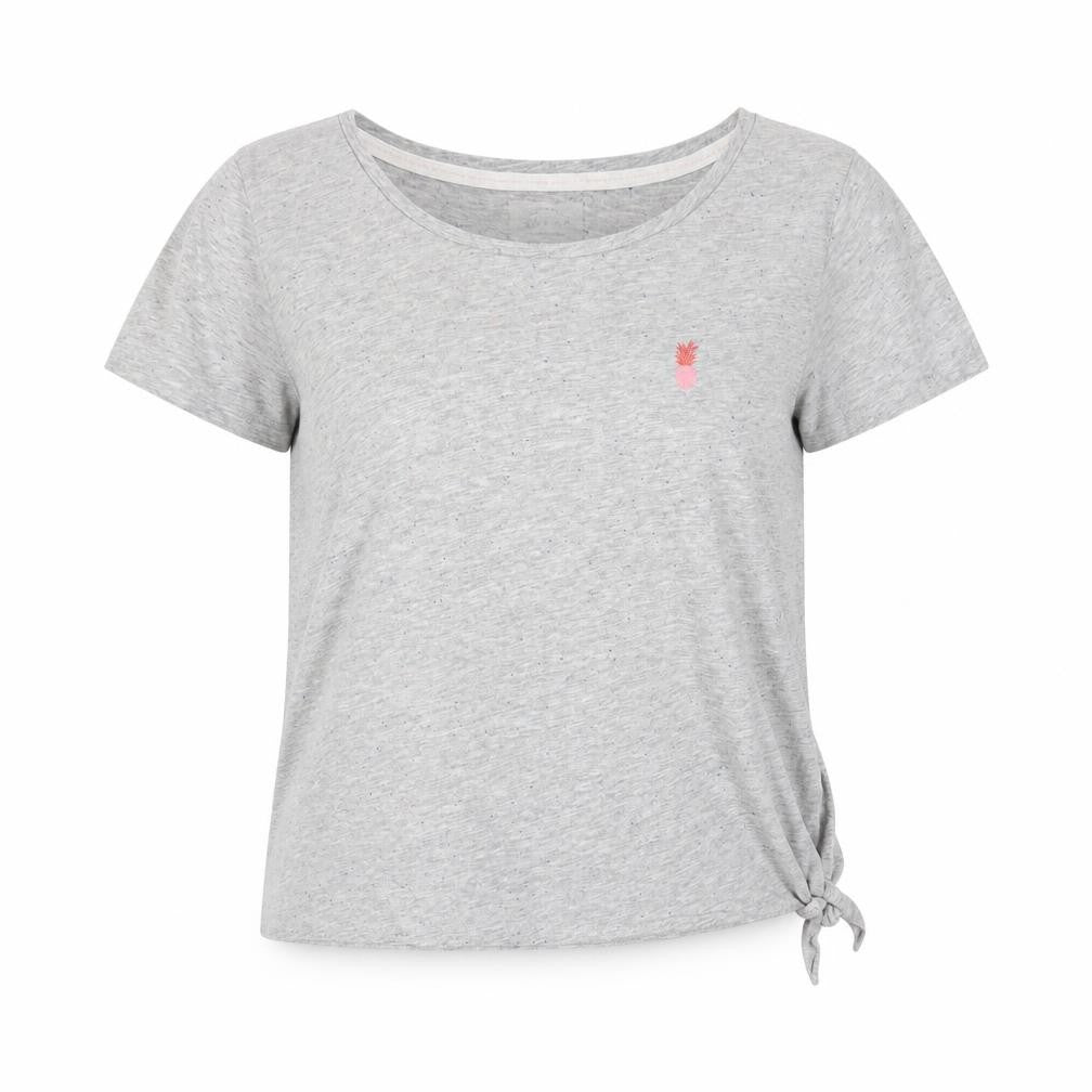 Front view of Next Women’s Grey Pyjama Top, size UK 10, with Bow Accent