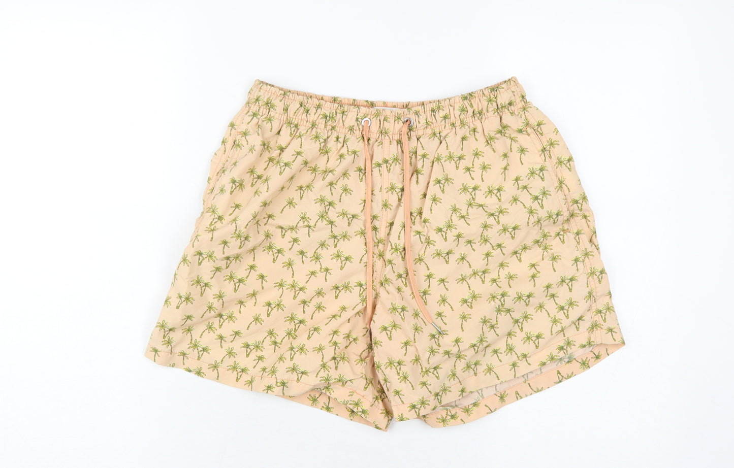 Zara Men's Beige Swim Shorts Size M with Floral Print
