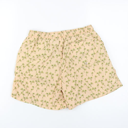 Zara Men's Beige Swim Shorts Size M with Floral Print