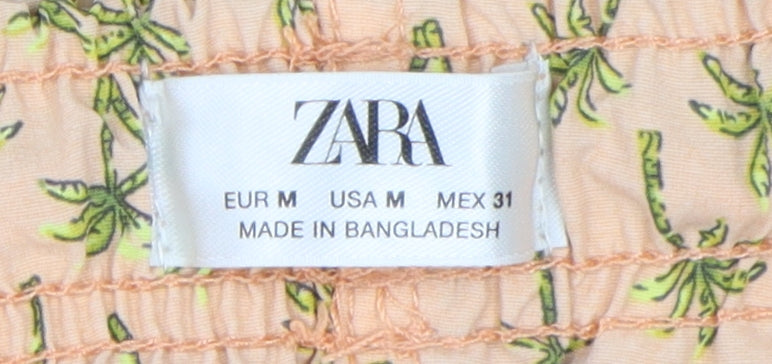 Zara Men's Beige Swim Shorts Size M with Floral Print
