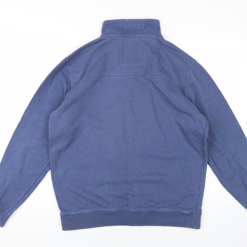 Crew Men's Blue Half Zip Sweatshirt, Medium, Logo Accent