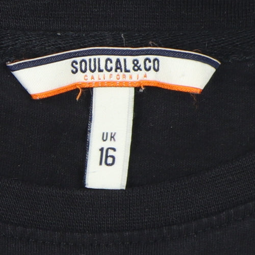 SoulCal Unisex Black T-Shirt, Size 16, Crew Neck