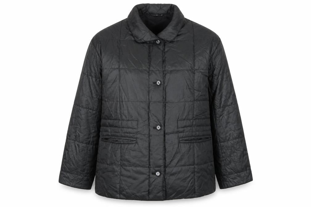 Front view of Living Women's Black Quilted Jacket, size 12