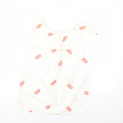 Cotton On Kids Girls White Floral Embroidered Dress 4 Years
