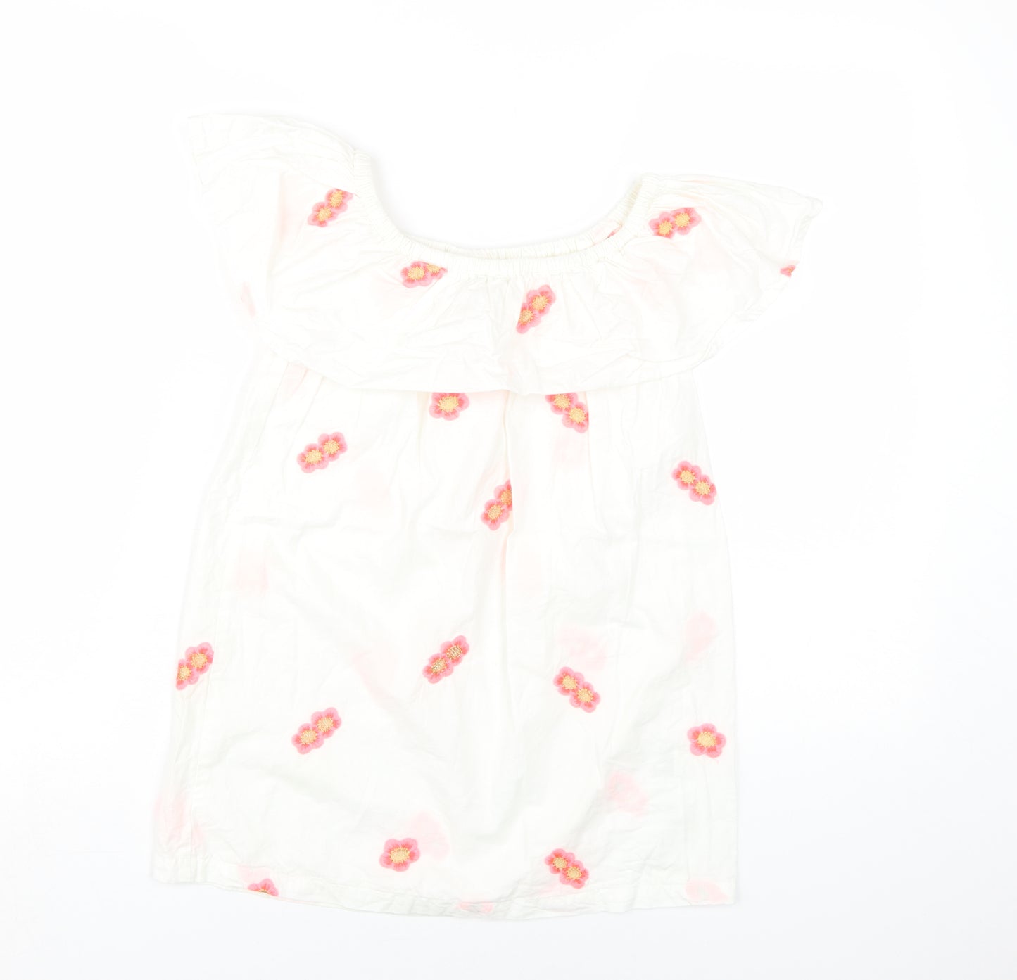 Cotton On Kids Girls White Floral Embroidered Dress 4 Years