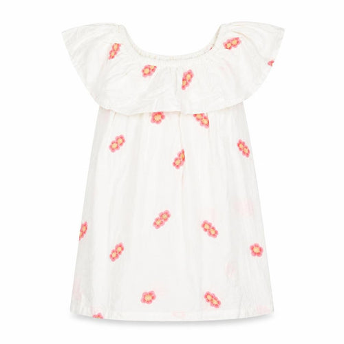 Cotton On Kids Girls White Floral Embroidered Dress 4 Years
