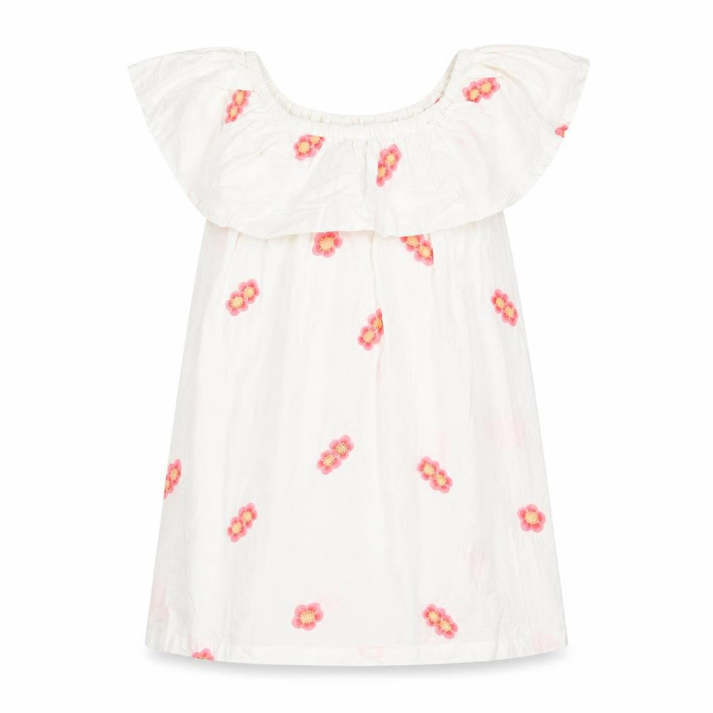 Cotton On Kids Girls White Floral Embroidered Dress 4 Years