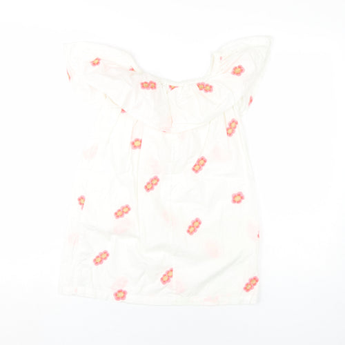 Cotton On Kids Girls White Floral Embroidered Dress 4 Years