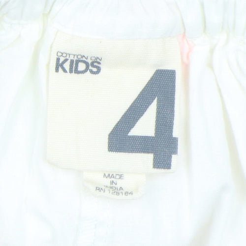 Cotton On Kids Girls White Floral Embroidered Dress 4 Years