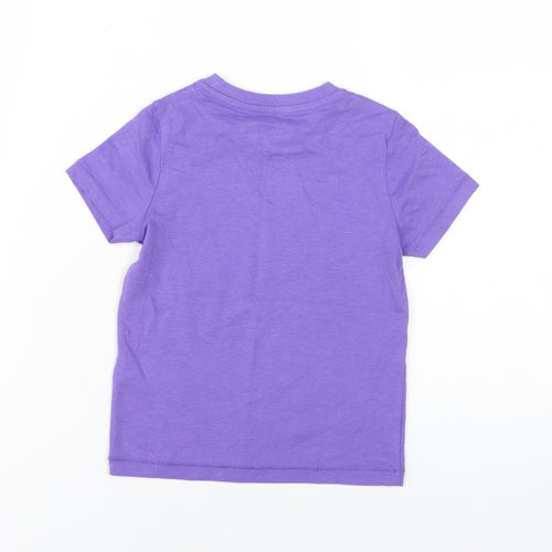 Marks and Spencer Girls Purple T-Shirt 3-4 Years Graphic Print