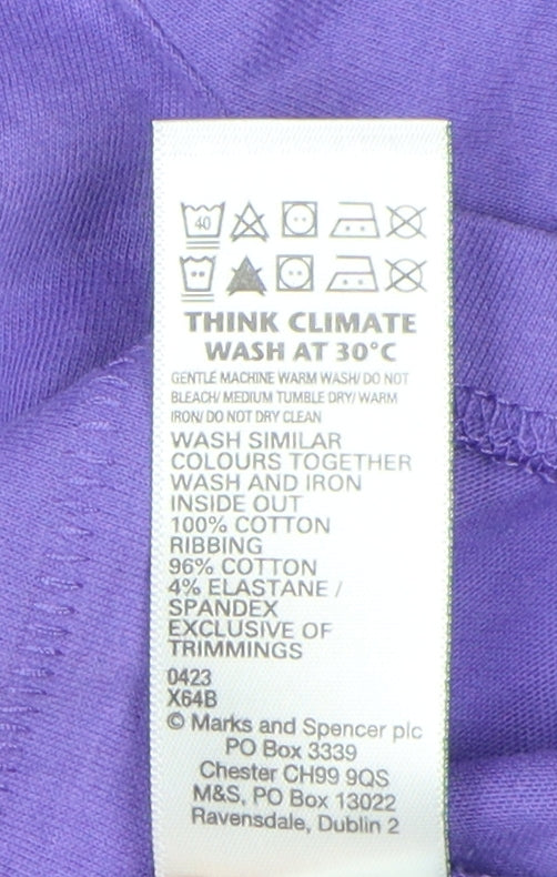 Marks and Spencer Girls Purple T-Shirt 3-4 Years Graphic Print