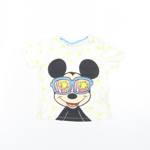 Zara Boys White Mickey Mouse T-Shirt - Size 2 Years