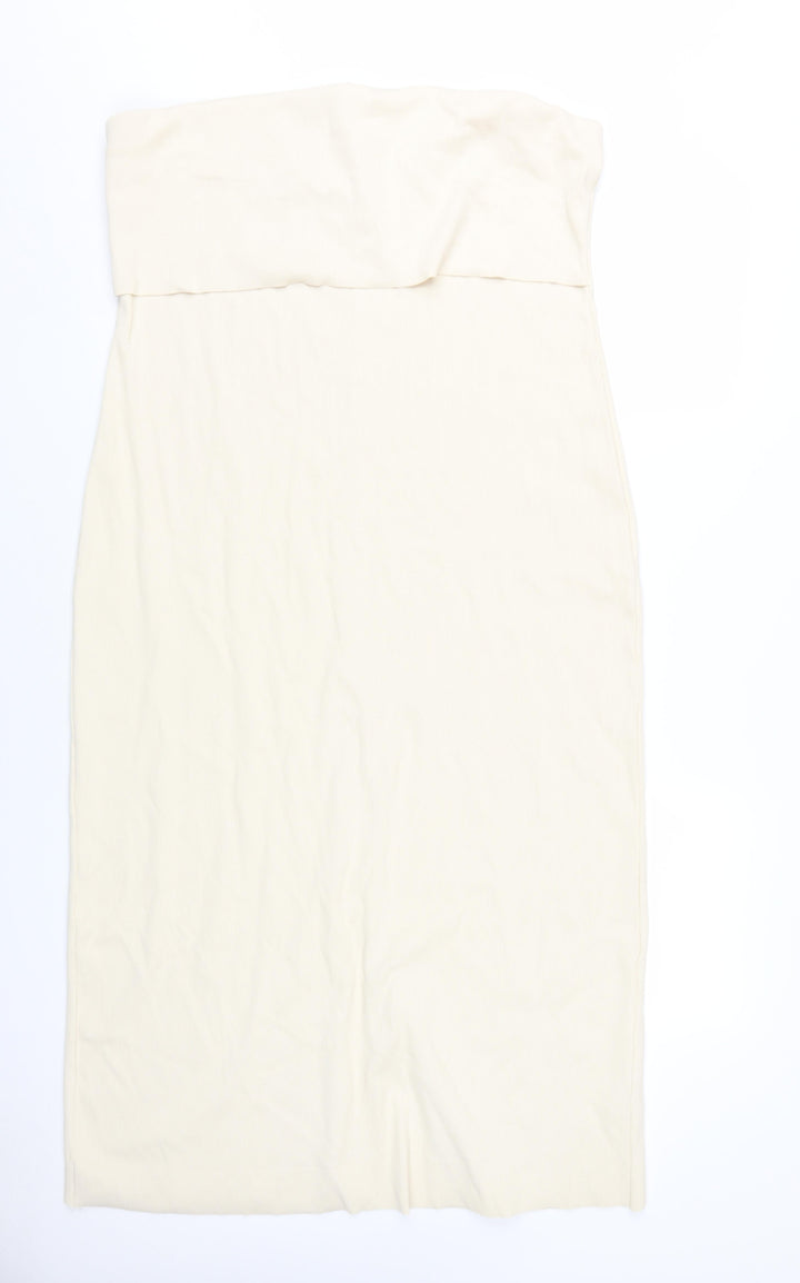 Marks and Spencer Women's Beige Strapless Dress Size 18