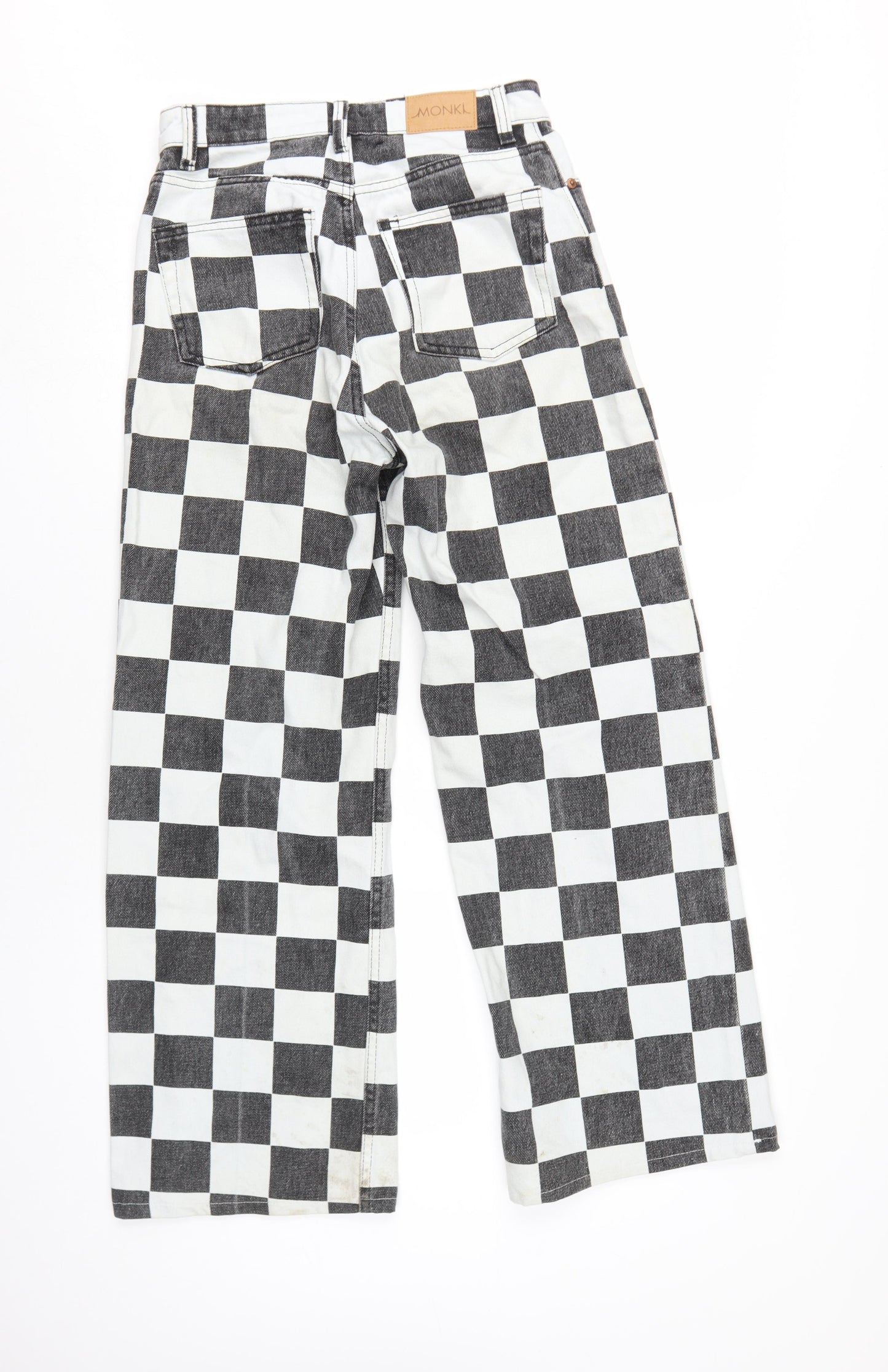 Monki Women's Check Straight Jeans, Size 27