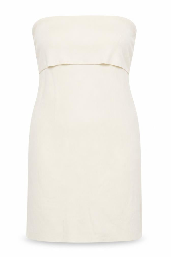 Front view of Marks & Spencer Women's Beige Strapless Bodycon Dress