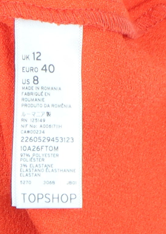 Topshop Women's Orange A-Line Dress Size 12