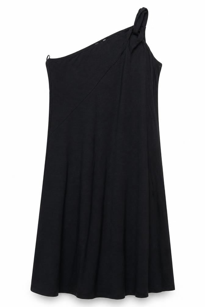 Front view of Marks & Spencer Women's Black One Shoulder Dress