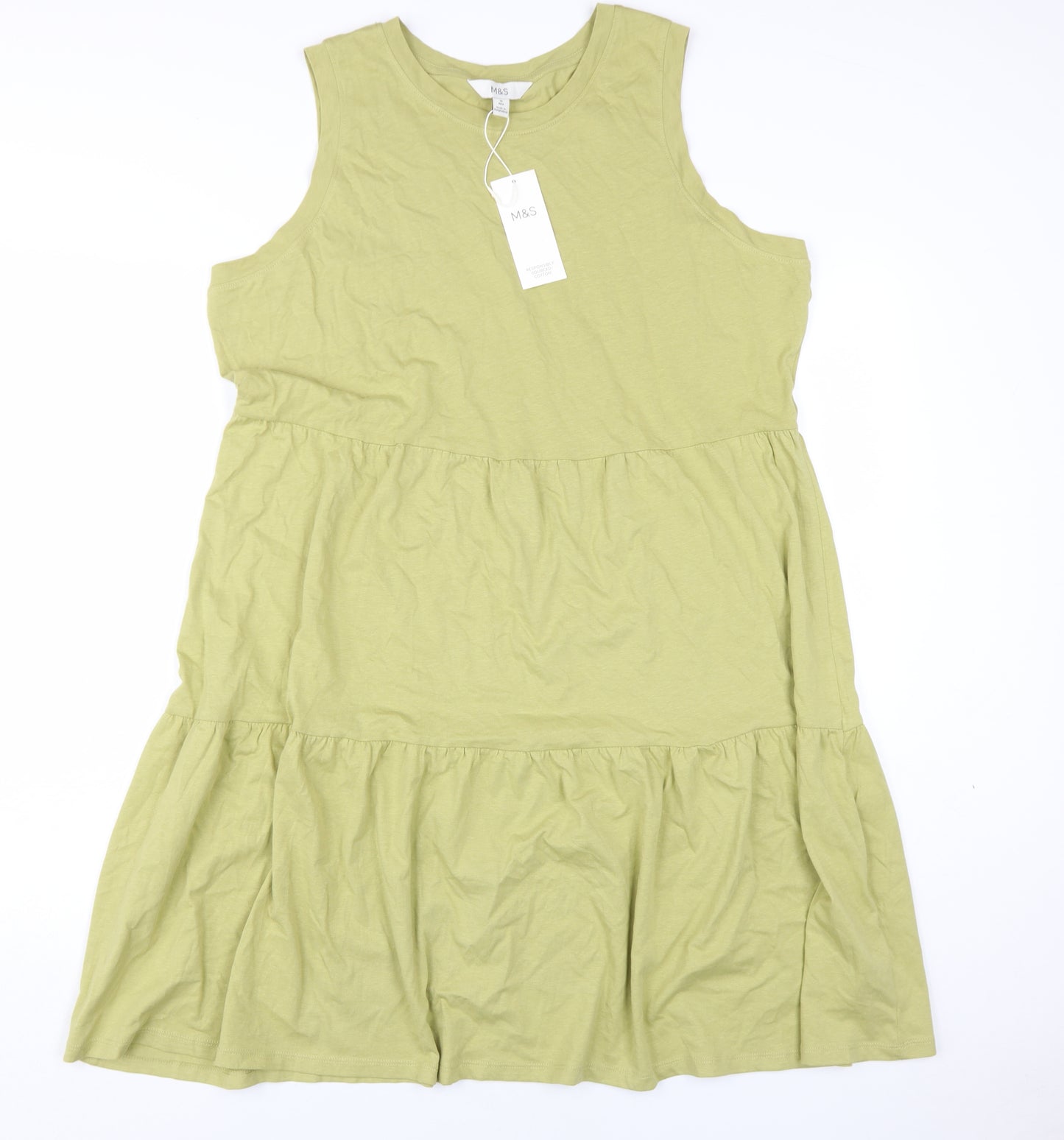 Marks and Spencer Women's Green Cotton Shift Dress