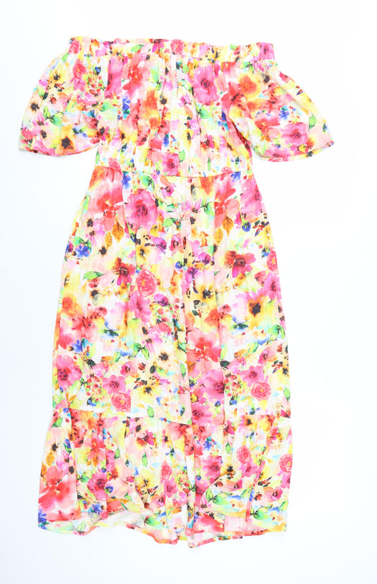 Next Women’s Multicoloured Floral Midi Off-Shoulder Dress