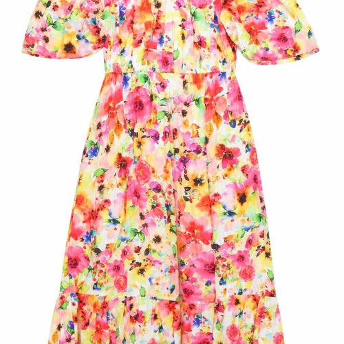 Next Women’s Multicoloured Floral Midi Off-Shoulder Dress