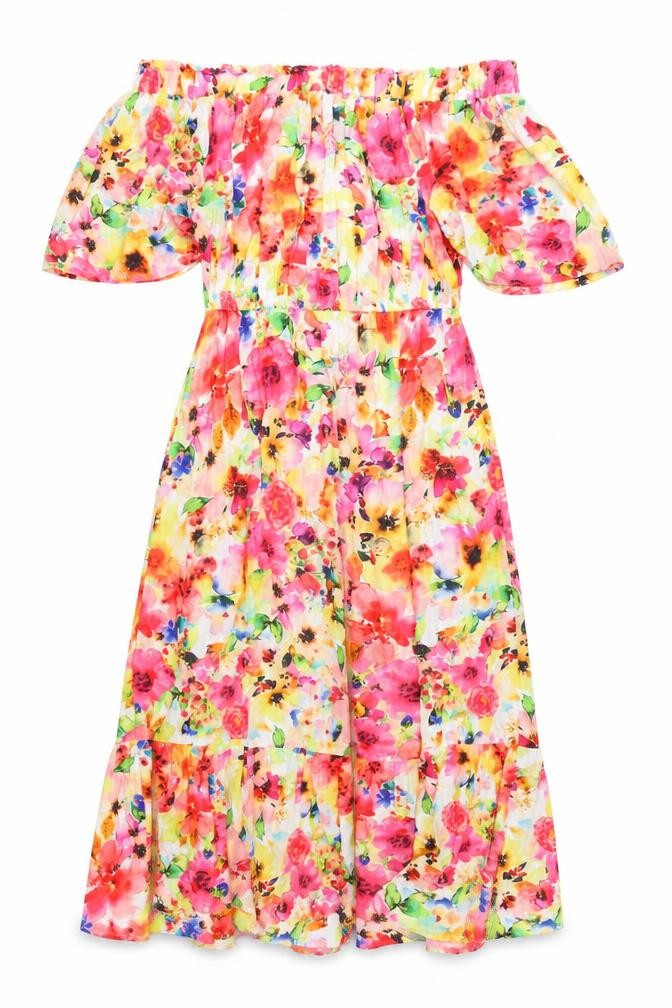 Next Women’s Multicoloured Floral Midi Off-Shoulder Dress