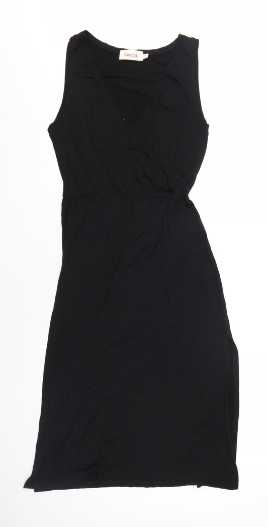 Louche Women's Black Wrap Dress Size 10 Viscose