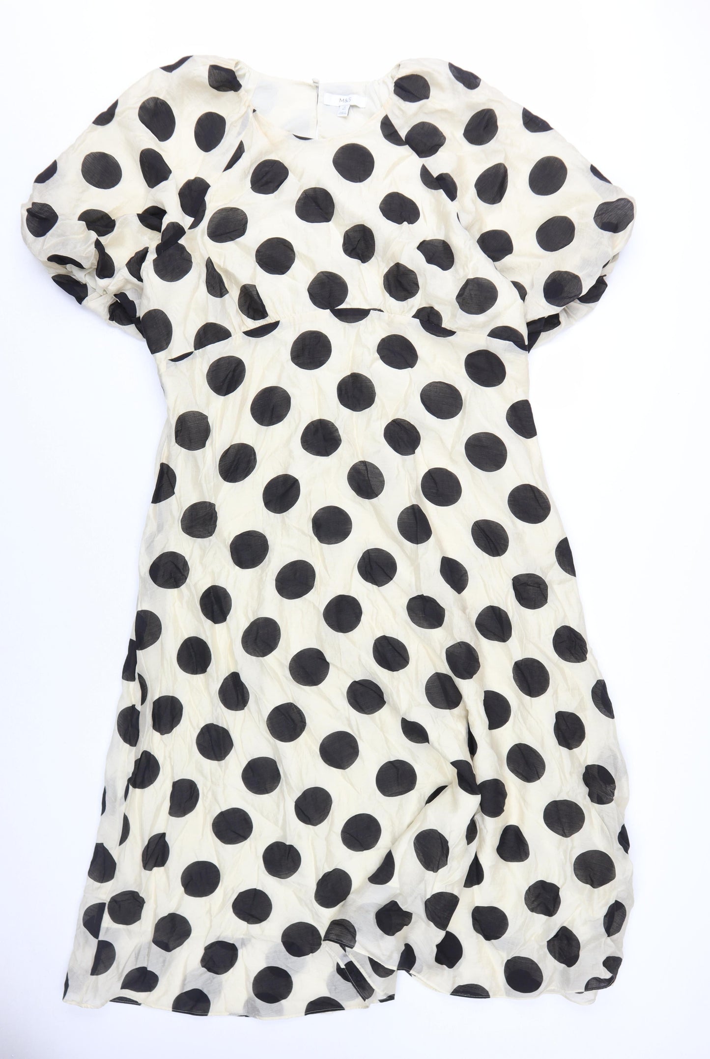 Marks and Spencer Women's Black Polka Dot Dress Size 18