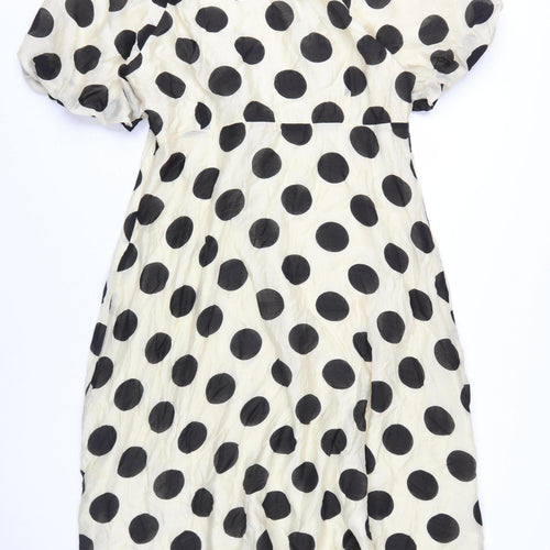 Marks and Spencer Women's Black Polka Dot Dress Size 18