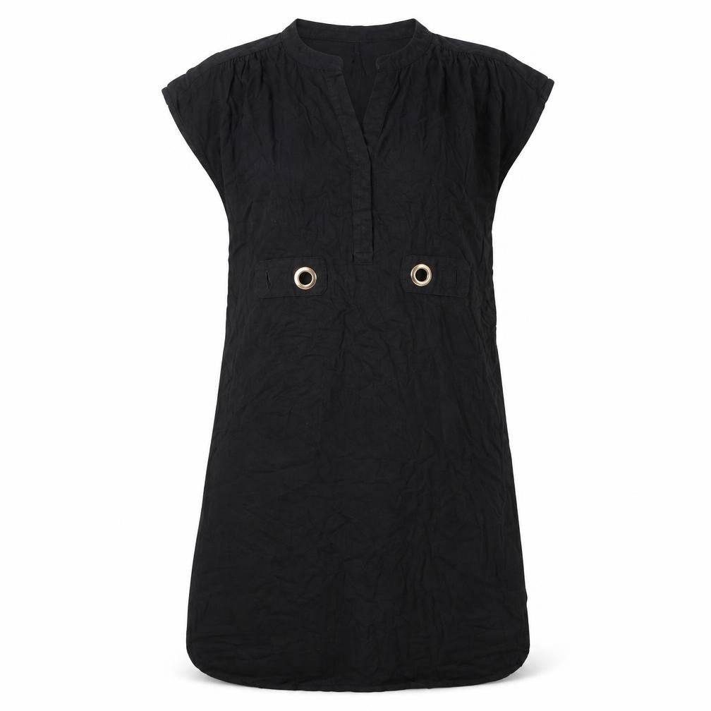 Front view of Seraphine Women's Black Shift Dress, size 6