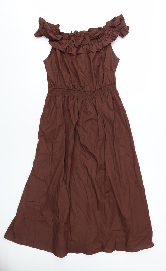 Marks and Spencer Women's Brown Midi A-Line Dress