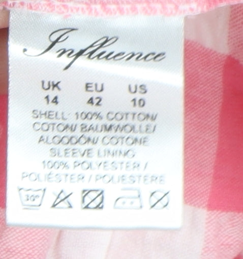 Influence Pink Check Dress for Women, Size 14