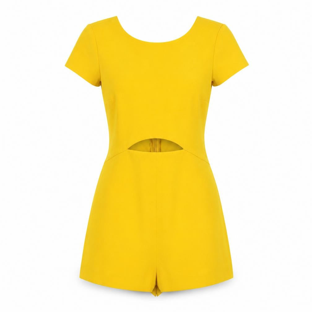 Front view of Zara Women Yellow Romper XS