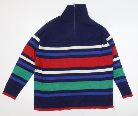 ISLE COLLECTION Men's Multicoloured Striped Full Zip Jumper L