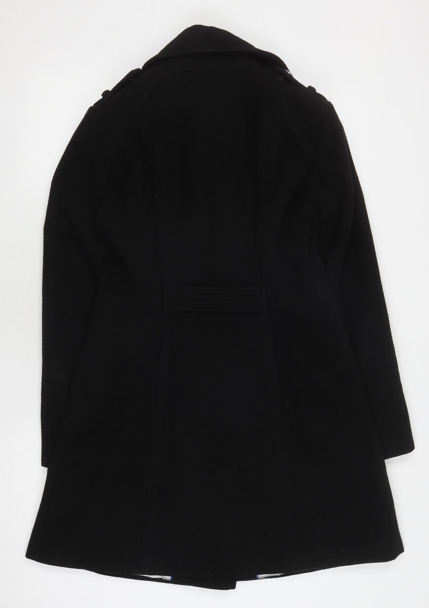 Wallis Women's Black Pea Coat Size 12 Buttoned Classic Style