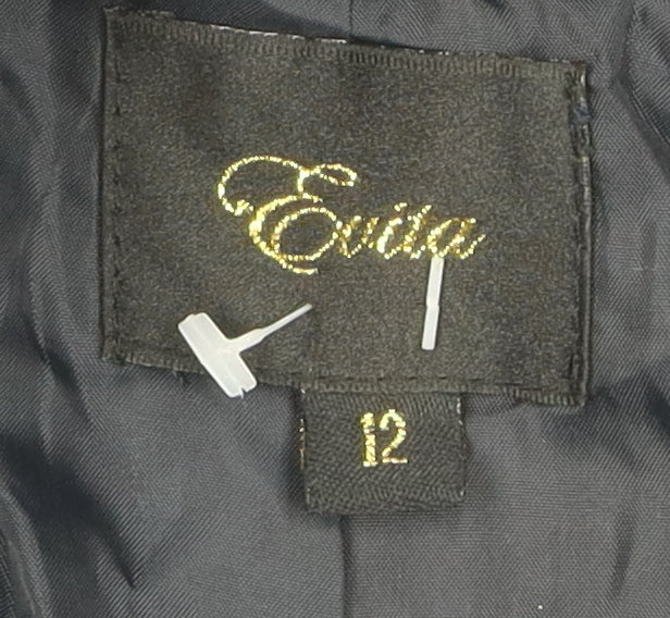 Evita Women's Black Hooded Jacket Size 12