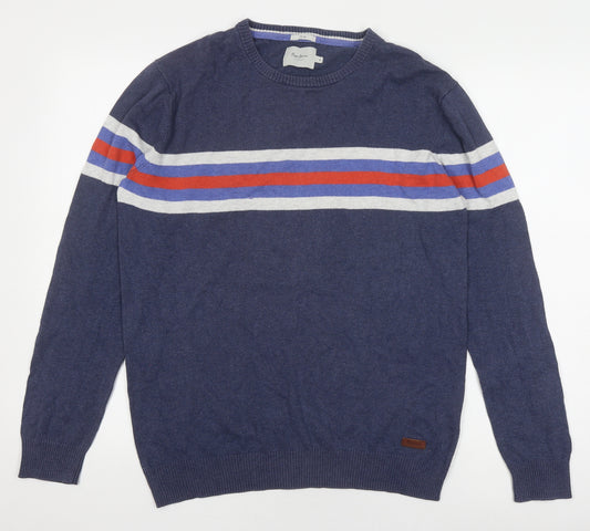 Pepe Jeans Men's Blue Striped Pullover Jumper M