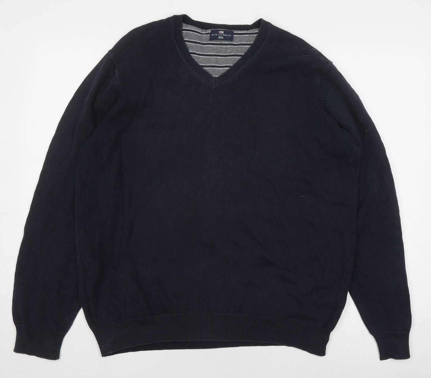 Marks and Spencer Men's Black XL Cotton V-Neck Pullover