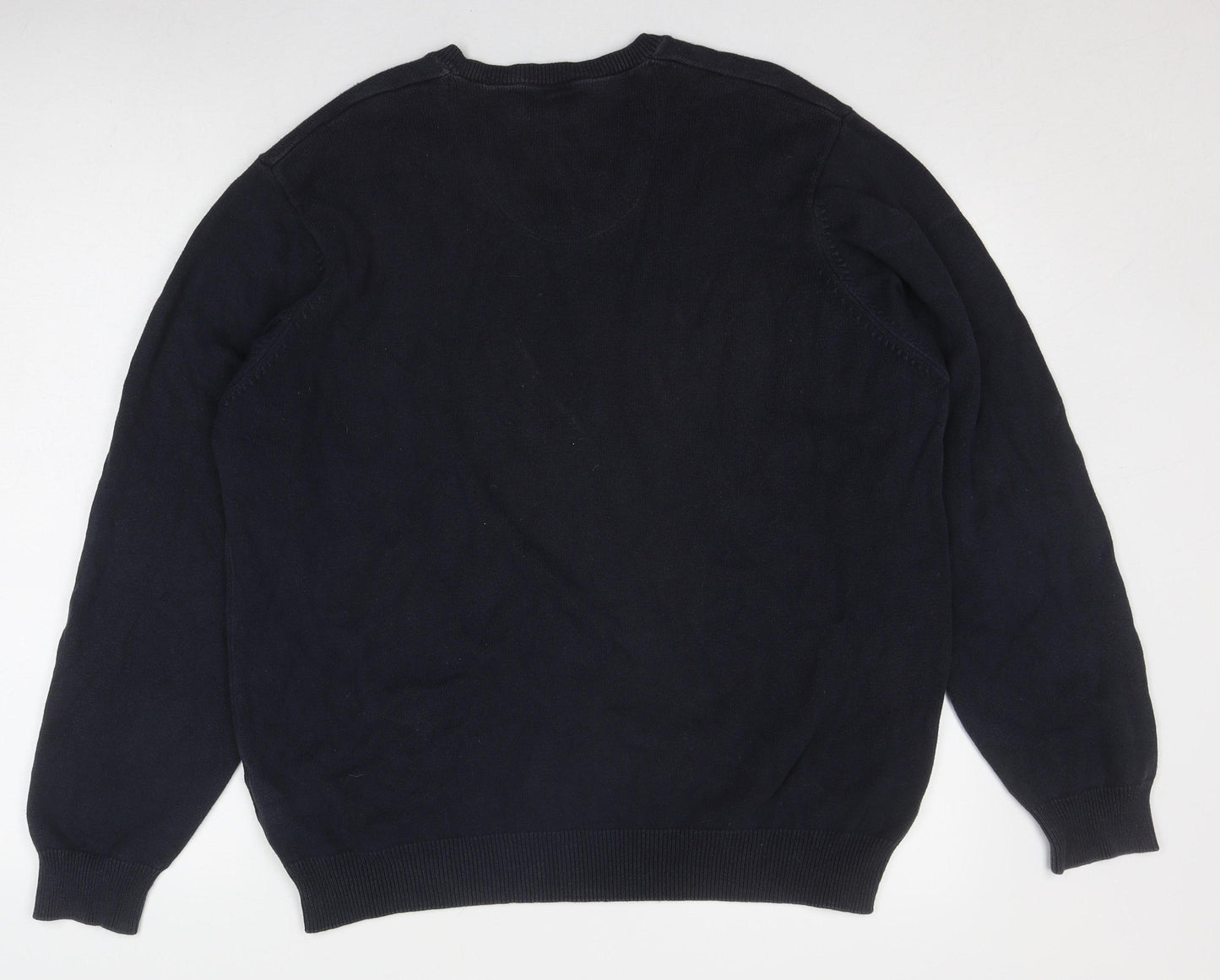 Marks and Spencer Men's Black XL Cotton V-Neck Pullover