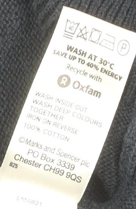 Marks and Spencer Men's Black XL Cotton V-Neck Pullover